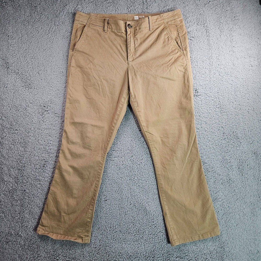 Gap Pants Women Size 10 R 34x26 Flap Pocket Yellow-Brown Zip